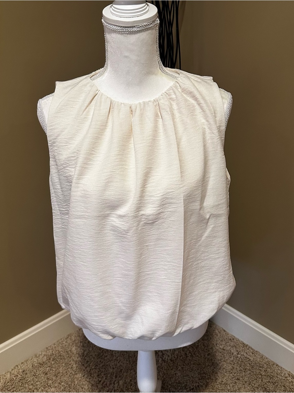 Rafaella Ivory Gathered-Neck and hem Sleeveless Camisole